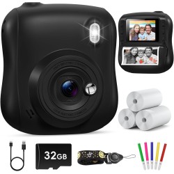 Hangrui Kinderkamera Sofortbildkamera, 14MP Sofortbildkamera Kinder mit 32G Karte & Druckpapier, 1080P Kamera Kinder Sofortdruck mit Farbige Stifte, Geschenk für 3-12 Jungen und Mädchen