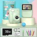 Hangrui Kinderkamera Sofortbildkamera, 1080P 2,4 Zoll Bildschirm mit 32G Speicherkarte & 3 Rollen Druckpapier, Digitalkamera mit 5 Farbige Stifte - Geschenk für Kinder