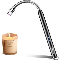 Hangrui Elektronisches Feuerzeug, Winddichte Flammenlose Plasma Kerzenanzünder, USB Aufladbar, Schwarz, Modern, Elektronische und mechanische Bauteile