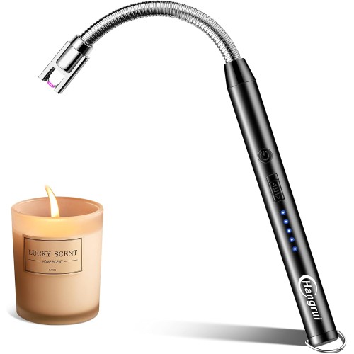 Hangrui Elektronisches Feuerzeug, Winddichte Flammenlose Plasma Kerzenanzünder, USB Aufladbar, Schwarz, Modern, Elektronische und mechanische Bauteile