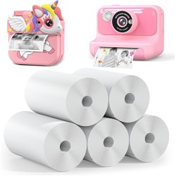 Hangrui 5 Rollen Druckpapier für Kinderkamera,Sofortdruck Thermopapier,Kamera-Druckpapier,Nachfüllpapier für Kinderkamera,Thermopapier,Foto-Druckerpapierrolle(Länge: 2,16inch & Breite: 1,1inch)